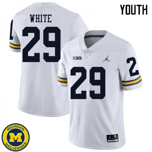 Youth University of Michigan #29 Brendan White White Jordan Brand College Game Jersey